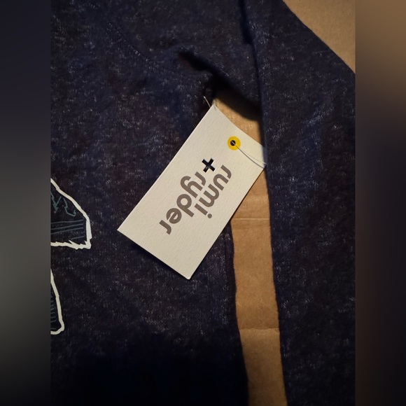 RUMI + RYDER Softloop Hacci Long Sleeve Cozy Crew in Navy - Picture 4 of 8